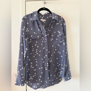 Equipment Blue Star-Print Silk Blouse